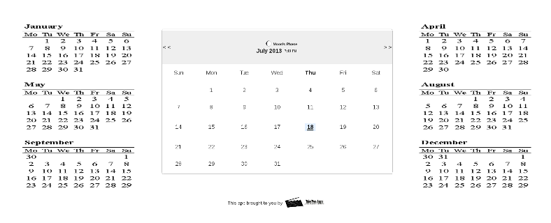 Calendar with Lunar Phases